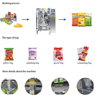 Chips Weighing 50g 100g Pillow Bag Packing Machine 30Bags/Min