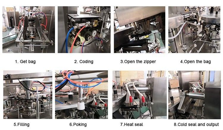 Fully Automatic Zipper Bag Rotary Packing Machine PLC Control For Oatmeal